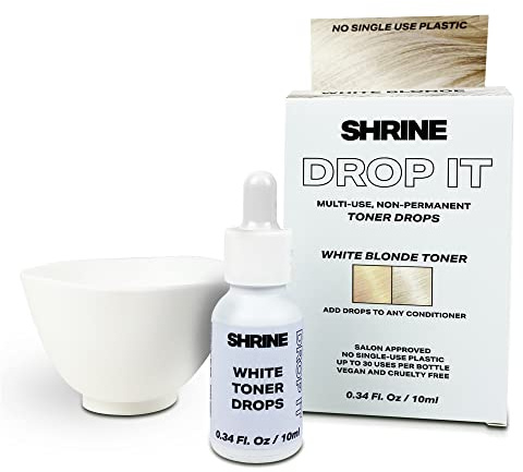 SHRINE Drop-It WHITE BLONDE Toner | Customisable Anti-Brass Toner Drops to Remove Yellow Tones | Icy & Cool Blonde Finish | Vegan, Cruelty-Free, Damage-Free Conditioning Toner | 200 drops/bottle