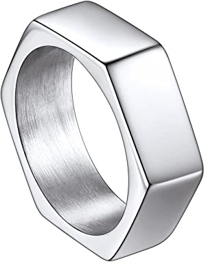 ChainsHouse Ring Men Size 10 Stainless Steel Nut Shape Ring Band
