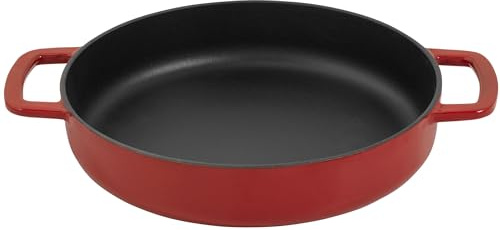 Combekk Poêle en fonte - 100% recyclée - Fabriquée aux Pays-Bas - 24 cm - 2 poignées latérales - Pour tous types de feux - Rouge