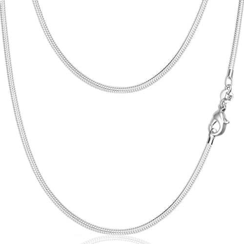 Gicko Schlangenkette Sterlingsilber 925 - Breite 1 mm - Feine Silberkette in Verschiedenen Längen : 40,45,50,55,60 cm Halskette für Damen - Damenkette(55)