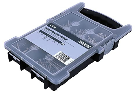 HELPMATE Edelstahlschrauben Set PZ - 470 Universalsschrauben A2 für Außen, hochwertige Sortimentsbox - korrosionsbeständig durch Zink-Aluminium Beschichtung - Fräsgewinde, Fräsrippen & Schneidekerbe