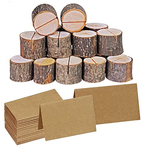 FLOTRUTE 40 Pezzi Portacarte Segnaposto in Legno, Portacarte in Legno Boardwalk, Portacarte Segnaposto Porta Foto Tag, con 40 Segnaposto per Matrimonio Compleanno Decorazione Tavolo Bomboniera