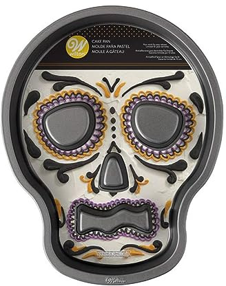 Wilton Skull Cake Pan Halloween Backform | Totenkopf Backform Antihaftbeschichtung, Kuchenform für Halloween, Mottopartys und Motivtorten, Gleichmäßige Wärmeverteilung