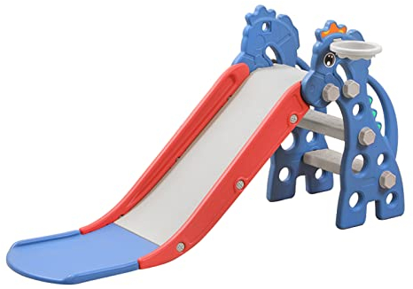 Froadp 3 in 1 Kinder Freistehende Rutsche Spielzeugrutsche mit Basketballkorb for Indoor und Outdoor Kinderrutsche Gartenrutsche aus Kunststoff Kleinkinderrutsche für 1 Jahr und mehr (Typ A)