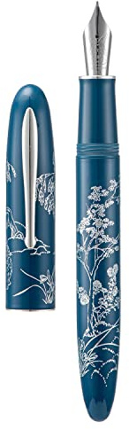 erofa Hongdian N23 Blau Hase Füllfederhalter, Iridium Extra Feine Feder Silber Trim, Neujahr Glück Hase Schnitzerei Design, Glatt Schreibstift mit Konverter und Metall Stift Box Set