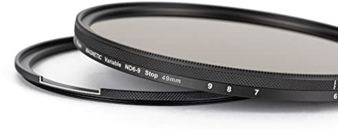 Kase Wolverine Magnetischer 49 mm 2. Generation Vari ND 6-9 Stop ND64 auf ND500 stoßfester Hartglasfilter inkl. Anti-Rotations-Adapter