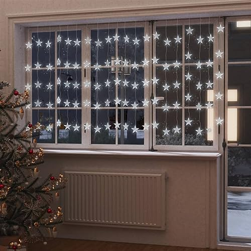 Bussandri Exclusive - LED-Lichtervorhang mit Sternen 500 LED Kaltweiß 8 Funktionen