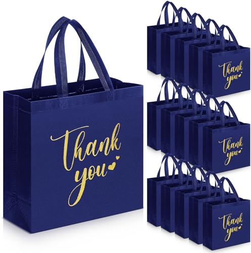 Sweetude Geschenktüten mit Griffen, wiederverwendbar, Vliesstoff, faltbar, für Abschlussfeier, Hochzeit, Brautjungfer, Geschenke, 28,9 x 30,5 x 12,7 cm, Blau, 30 Stück
