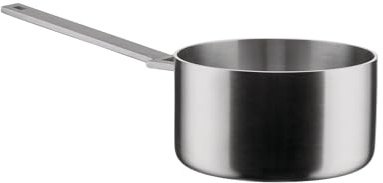 Alessi Convivio DC105/16 - Trilamin Design-Kasserolle mit Langem Stiel, Geeignet für Induktion, Edelstahl und PVD mit Magnetischem Stahlboden, 16 cm, Satiniert