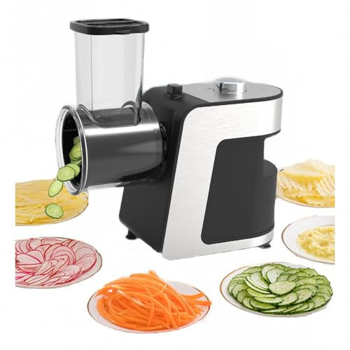 AXTMR Tagliaverdure elettrico domestico, grattugia elettrica per carote e patate, tritatutto e affettatrice per frutta e verdura,Black,35 * 18cm