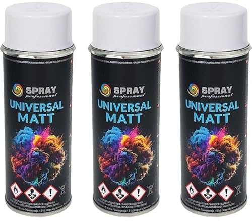 VE-INDUSTRIES RAL Lackspray MATT | 3er Sparpack | 400ml Dose | Sprühlack | Dekolack | DIY | freie Farbwahl (RAL 9003 - matt)