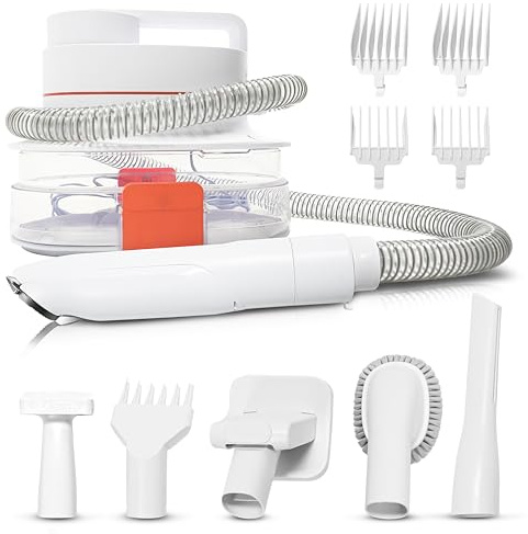 Grafner 7in1 Hundeschermaschine mit Staubsauger und Trockner, starke Saugleistung mit 12.000 Pa, leise und effektiv, 6 Pflegewerkezeuge und Felltrockner, Tierhaarschneider Schermaschine Hund Katze