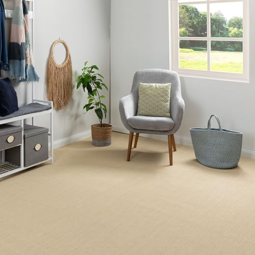 Steffensmeier Sisal Teppichboden Salinas Meterware | Auslegware für Flur, Büro, Diele, Stuhlrolleneignung | Reis, Größe: 300x300 cm