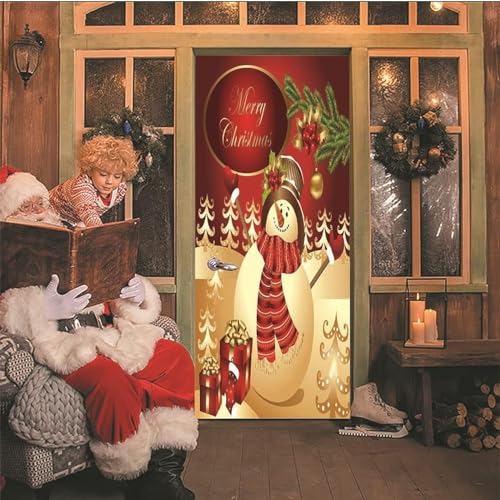 3D-Tür-Poster Weihnachten Schneemann Weihnachten Selbstklebende Türsticker Tür Tapete Tür Wandbild Tür Kunst Tür Wandaufkleber Tür Foto 80 X 200 Cm Für Wohnzimmer Schlafzimmer Badezimmer K -1L9K3J8V0B