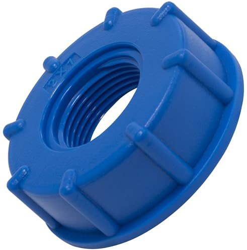 AERZETIX - C73885 - Adaptador reducción Hembra S60x6mm a Rosca Interna Hembra 1'' para Tanque IBC-GRV - en plástico - Color Azul - Reductor Racor depósito de Agua riego