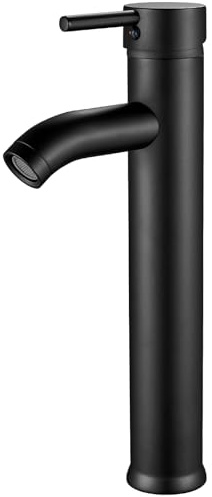 kisimixer Wasserhahn Bad Schwarz, Waschtischarmatur Schwarz Einhandmische, Waschbecken Armaturen Kaltes und HeißEs Wasser Vorhanden, Messing, Hoch
