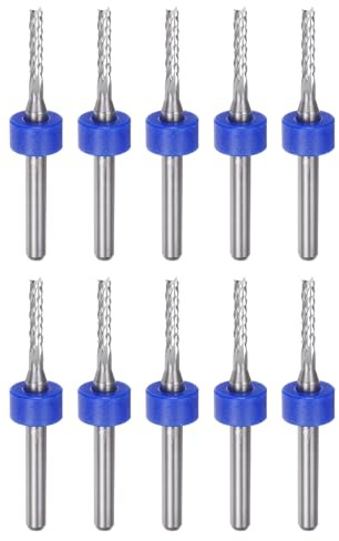 QUARKZMAN 10 Stück Hartmetallfräser 2mm Schaft mit Zentrierring , 6-Flöten CNC Fräser für Edelstahl, Verbundwerkstoffe und Legierungen, Silber