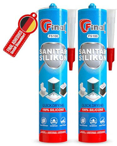 FINAL Sanitär Silikon 2x280ml - Wasserfester Dichtstoff in Profiqualität, für Bad, Dusche & Küche, schimmelresistent, antibakteriell & elastisch (Abverkauf wg. kurzem MHD - 30.10.2025)