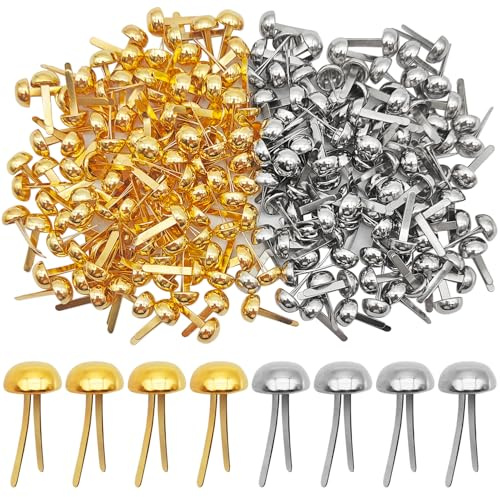 200 Pcs Split Pins, Metal Paper Fasteners Mini Brads,8mm x 16mm Brass Paper Fasteners, Round Head Split Pins for Paper Crafts Scrapbooking Cards Photo Walls DIY (Gold,Silver)