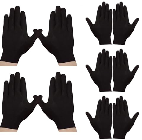 Cosymate 10Pcs Black Cotton Gloves, Soft Thickened Inspection Gloves, Moisturizing Gloves for Dry Hands, Reusable Safety Work Gloves for Jewelry Inspection, Archival Cleaning & Daily Protection