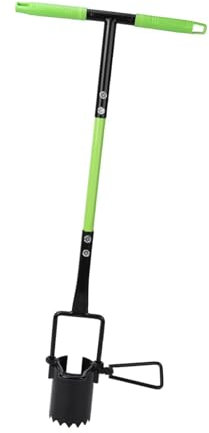 perfk Blumenzwiebel-Pflanzwerkzeug, langstieliger Aluminiumlegierungs-Pflanzer mit Fußpedal, Sodenstopfer, Garten-Blumenzwiebel-Umpflanzer zum Graben und