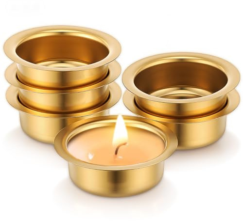 Alipis 6Pcs Metal Tea Light Cups Incense Burner Insert Votive Candle Holders Candle Drip Cups 1.97X1.97X0.63In Tea Light Case Containers for Home Office Wedding Christmas Table Decoration