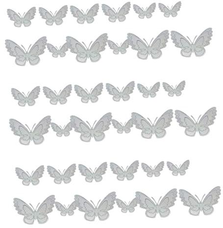 Angoily 36piezas Mariposas Metálicas Decorativas Papel Tapiz Estéreo Decoración De Pared