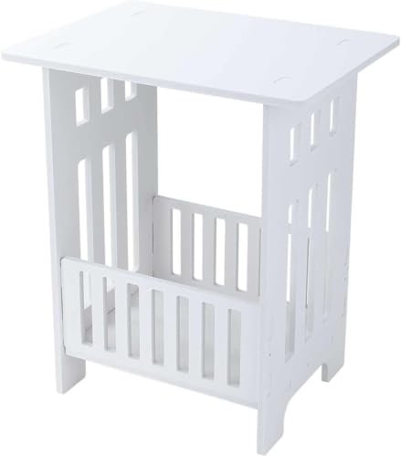 CROWNSHOP Small Side Table Side End Coffee Table Beside lamp Stand Nightstand Storage Shelf for Living Room Bedroom Bathroom Office Hallway White 1PCS