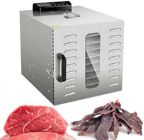 6/8 Layers Digital Display Food Dehydrator - Beef Jerky, Fruits, Veggies - 400 W Stainless Steel Small Household Fruit Drying Equipment, Dehydrater Biltong Maker, 0-24 Hours Timer,8Layer-110V