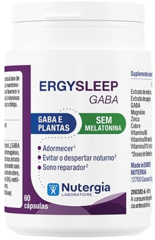 Nutergia ERGYSLEEP GABA – Suplemento para el Sueño con GABA, Valeriana y Amapola, Sin Melatonina – 60 Cápsulas
