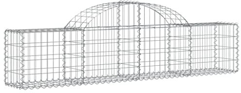 Panier de Gabion, Panier à Pierre Gabion Mur de Soutènement Clôture de Jardin arqué 200x30x40/60 cm Fer galvanisé