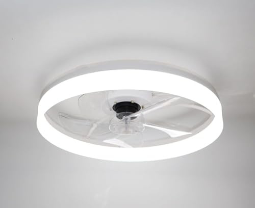 PAPUQ Ventilateur de plafond avec lumière, DC silencieux, télécommande, BLANC, Ø 50cm, tonalité lumineuse réglable et dimmable.