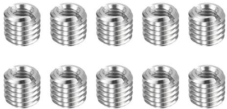 sourcing map Gewinde-Reparatur-Einsätze, M10 x 1,5 Außengewinde auf M6 x 1 Innengewinde, 9 mm lang, Edelstahl, Reduziermuttern, metrische selbstschneidende Hülsen, Gewindereduzierer, industrielle