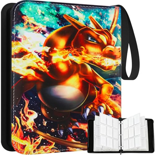 Mockotta Album di raccolta per Pokemon, 9 tasche, 50 pagine, 900 album di ritagli, album per album Pokemon, album da collezione double face, con cerniera e passante per maniglia, adatto come regalo