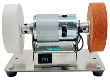 EDEDE Rectificadora, Motor de Amoladora, muela eléctrica de Pulido Micro Grueso y Fino, Piedra de Amoladora Doble de 100W, Mesa de artefacto
