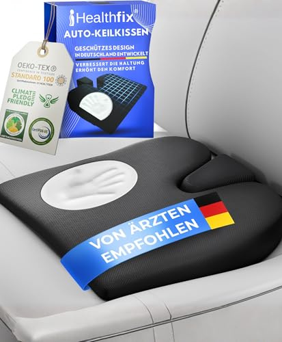 Healthfix® Car Seat Wedge Cushion | Orthopedic Memory Foam Car Seat Wedge Pillow for Driving Comfort & Posture | Seat Riser Cushion for Short Drivers & Back Pain Relief (Firm (185-300 lbs))