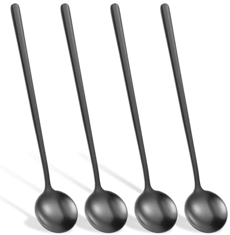 4 Pcs Espresso Spoons, 5.24In Satin Black Demitasse Espresso Spoon Teaspoons Coffee Spoon Ideal for Coffee Iced Tea Sauces Eating, Stain Stainless Steel Durable & Stylish
