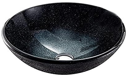 Lavandino da appoggio per Bagno, lavandini in Vetro temperato, lavabo Artistico Bianco Rotondo, Installazione da appoggio