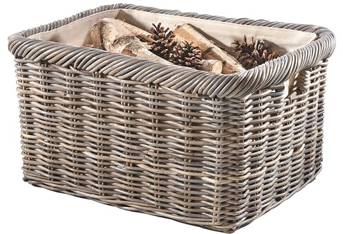 Kobolo Holztrage aus Rattan 55x39x30 cm Kubu Grey