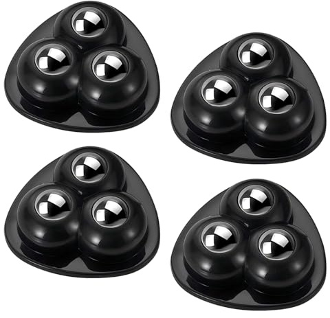Qrity 4 Pack Self-Adhesive Caster Wheels with 50 kg Total Load Capacity, 360° Rotation Swivel Casters, Black Furniture Castors for DIY, Trash Can, Small Appliance