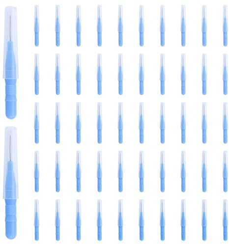 Juego de 52 cepillos interdentales, palillos interdentales, Cepillo Interdental Reutilizable, azul, para limpieza de dientes, higiene bucal, limpieza interdental, viajes, viajes de negocios