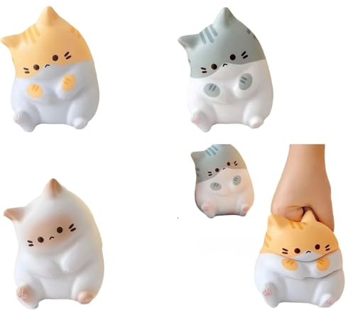 Lot de Anti-Stress Mignonnes en Forme de Chat, Petit Cadeau d'anniversaire d'enfant, matériau de qualité Alimentaire, Balle Anti-Stress, Relaxation, Cadeau pour Femme,Couleur aléatoire 6 PCS