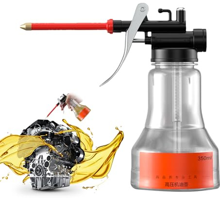 Burette à Huile Haute Pression pour Lubrification Précise en Atelier & à la Maison | Pistolet à Huile Robuste avec Bec Droit | Distributeur Idéal pour l'Entretien des Voitures, Machines, Charnières