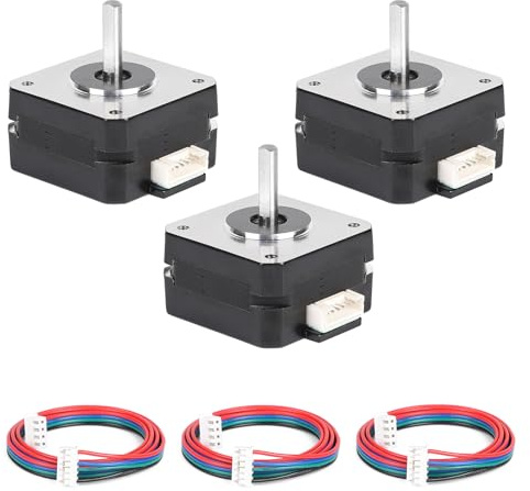 EFUTURETIME 3pcs Nema 17 Schrittmotor 42 × 23mm 3.6V/1A mit 1m Kabel | Pancake-Motor, 16Ncm Haltemoment, 2 Phase, 4 Drähte, 1,8 Grad, für 3D-Drucker, CNC-Fräsmaschine, Roboterarm, Lasergravur