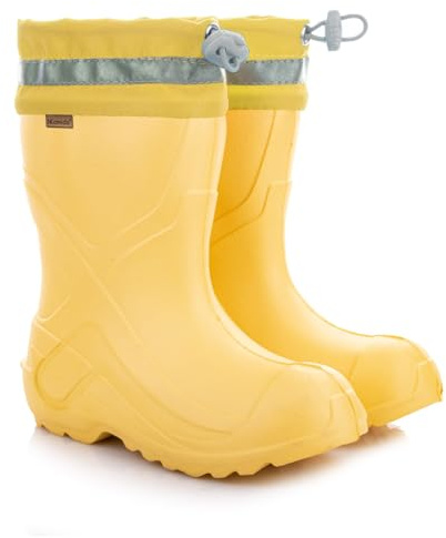 3Kamido GoCamp Stivali di gomma per bambini - leggeri realizzati in materiale EVA, con fodera in feltro calda e rimovibile, con colletto con coulisse, con nastro riflettente 3M, per bambini e bambine