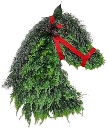 Weihnachtskranz Mit Roter Schleife Rustikal | Künstliche Grünpflanzen- - Für Haustür Heimdekoration Bauernhaus Feiertag Terrasse Garten Scheune Wand