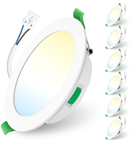 ALUSSO 6 Stück LED Einbaustrahler dimmbar,Ø125-135mm 3CCT IP44 Deckenspots | AC 220-240V,Dimmbar 10-100%,Warmweiß 3000K Neutralweiß 4000K Kaltweiß 6500K Led Spots für Badezimmer Küche Wohnzimmer,Weiß