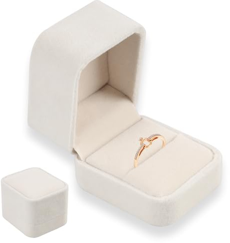 leruiyezs Weiße Samt Ring Schatulle,Ringbox Für Verlobung Und Hochzeit,Kompakte Schmuckaufbewahrung,Mit Weichem Innenfutter,Für Antrag Valentinstag Jubiläum,Und Sichere Präsentation Von Ringen