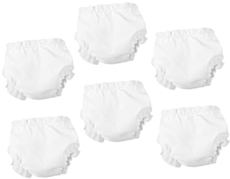 HONITANO Lot de 6 Culottes Blanches pour Poupée 10 Pouces, sous-vêtements Réutilisables et Ajustables, Accessoires de Jeu D’Imitation pour Garçon et Filles, Vêtements Lavables pour Poupée