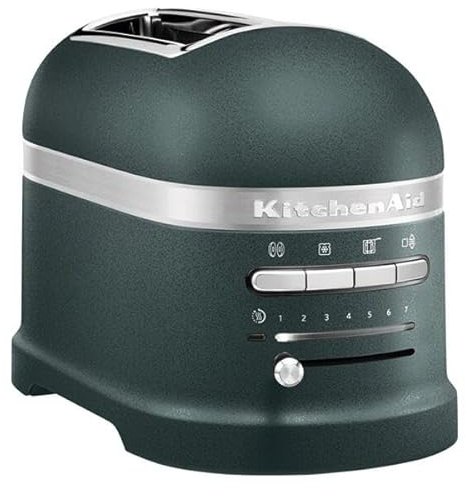KitchenAid Artisan 2-Slice Toaster, Auto-Sensor, LED Timer, 7 Shade Settings, Extra-Wide Slots, Sandwich Rack, Bagel & Frozen Modes, Keep-Warm, Die-Cast Metal, Pebbled Palm